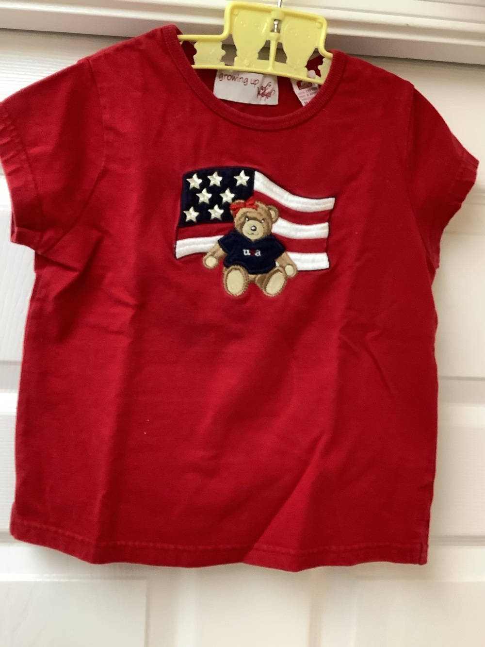 Lord & Taylor Red Kids Tee with Teddy & Flag Patch